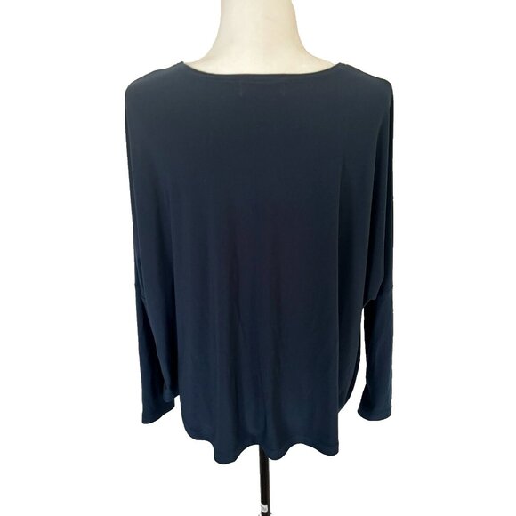 SYMPLI Blouse Top Size 4 Navy Blue Stretchy Jersey Knit Long Dolman Sleeves - Picture 7 of 7